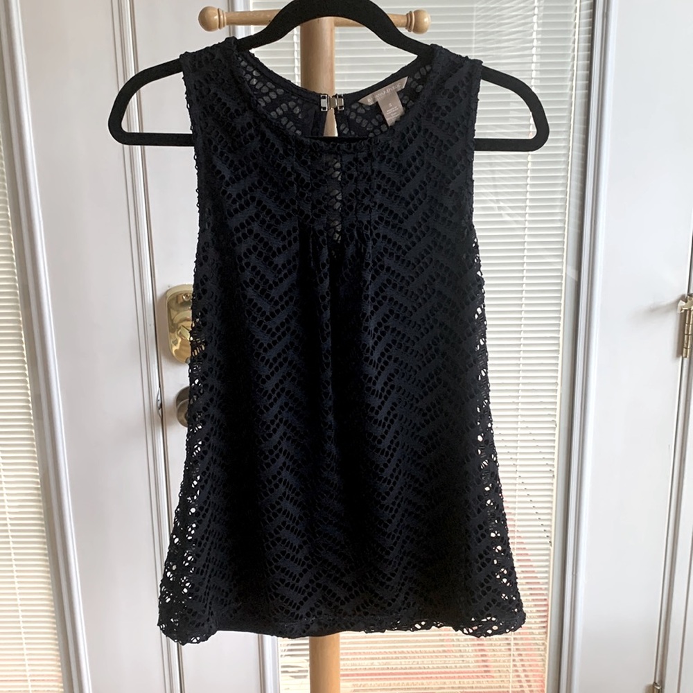 Banana Republic Eyelet Top, Dark Navy